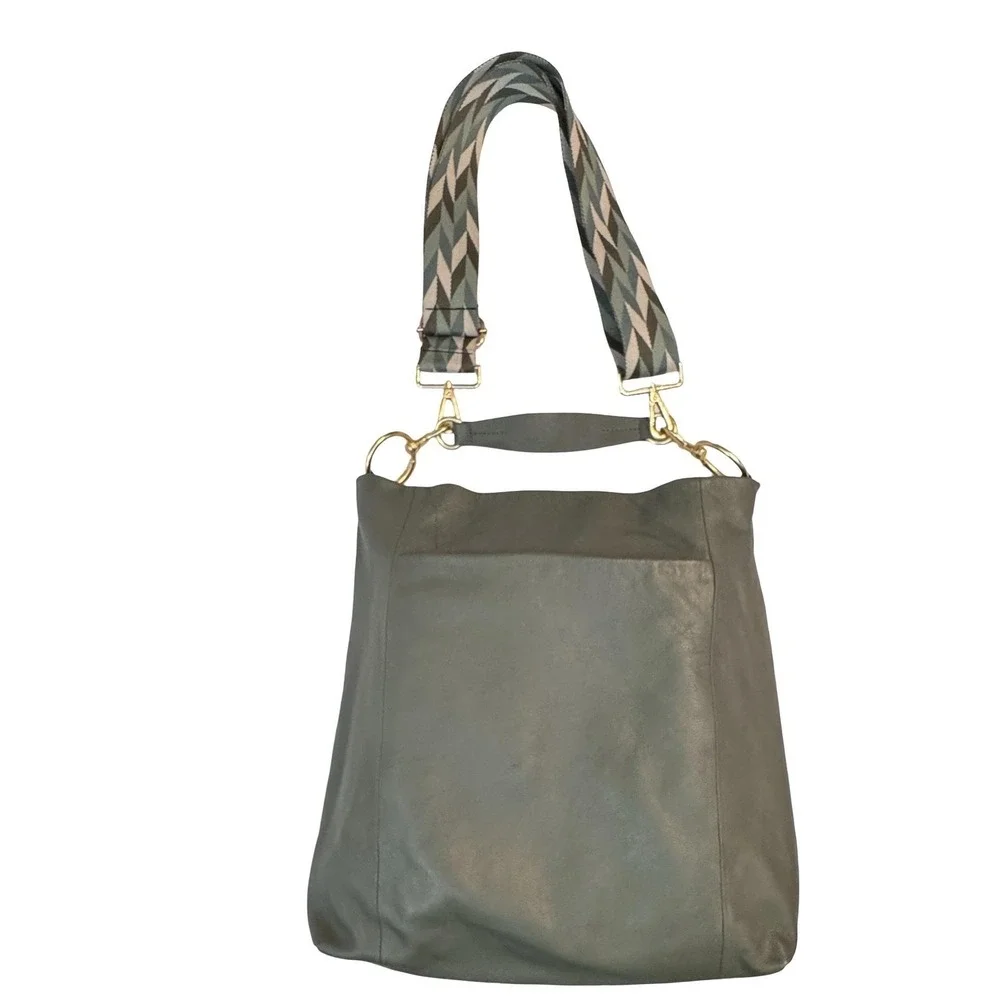 Vince Camuto Valda Leather Tote Bag Fig Leaf Green Crossbody Shoulder Hobo Bag - Picture 14 of 16